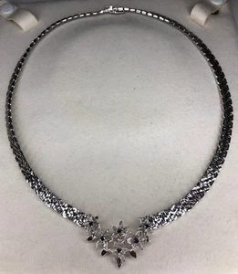 Vintage Silber Collier mit Blau Steine Damen Echtschmuck Halskette Silber 835 - Bild 1 von 15