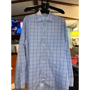Peter Millar Men's Large Plaid Check Button Up Long Sleeve Shirt - Picture 1 of 6