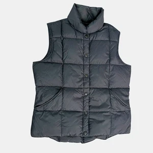 Lands' End Womens Puffer Vest Goose Down Filled Button Front Black  Small - Picture 1 of 6