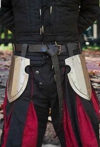 Guerrero Medieval Armadura Tasset Acero Muslos Protectores con Cinturón de Cuero Halloween - Imagen 1 de 5