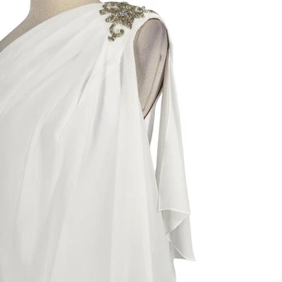 Vintage Cocktail Dress Beaded One shoulder -Grecian Draped Mini  - Image 1 of 4