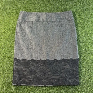 Stooshy grauer Bleistiftrock schwarz Spitze Damen Größe Medium - Bild 1 von 8