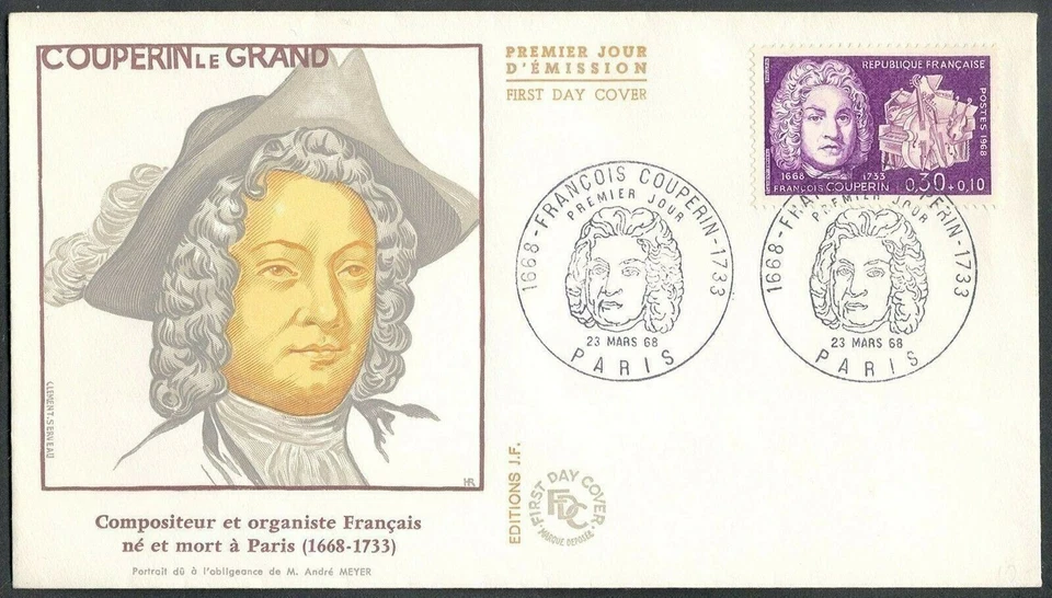 France 1968, Music, Francois Couperin, composer & organist, FDC - Image 1 of 1