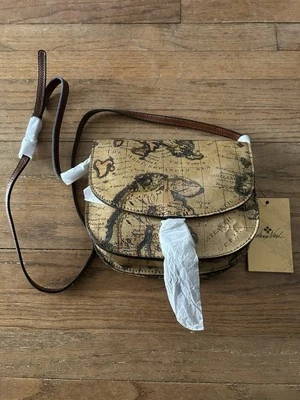 Bolso Bandolera Patricia Nash Brinlee Mapa Europeo Cuero Sillín Marrón Nuevo con Etiquetas Foto 1 de 4