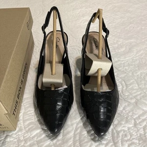 Clarks Collection Mujer Kataleyna Step Negro Croc Tacones Cordones Talla 7 Medianos - Imagen 1 de 12