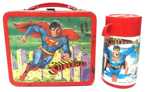 Vintage Aladdin 1978 Superman Metalldose Brotdose mit Thermoskanne *LESEN* - Bild 1 von 16