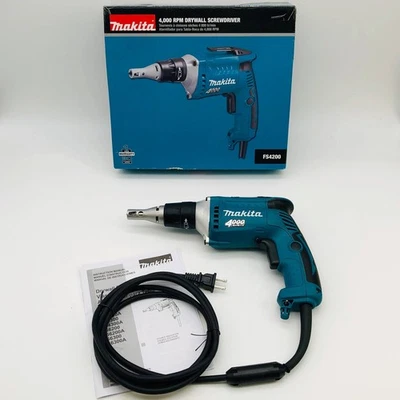 Chave de fenda Makita FS4200 drywall pistola de fenda 4000 RPM com fio 1/4 pol. mandril hexagonal 6A - Imagem 1 de 4