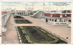 Postkarte Kansas City Electric Park Pool Salon Blumenbeete Vergnügungspark Y17 - Bild 1 von 2