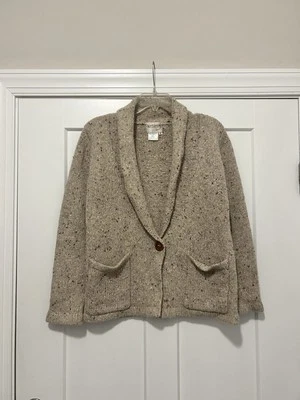 Cárdigan vintage Nordstrom tejido lana mezcla angora beige marfil mujer talla mediana Foto 1 de 4