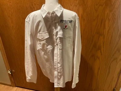 Pendleton Whisky Embroidered Button Up Shirt Mens XL White Long Sleeve - Image 1 of 4