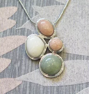 Placcato Argento Spiaggia Pendente Pietra Collana Regalo Festa Della Mamma - Foto 1 di 3