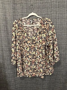 AVA & VIV Mujer TOP 1X Túnica Multicolor Cuello en V Manga 3/4 Estilo Pradera Rayón - Imagen 1 de 6