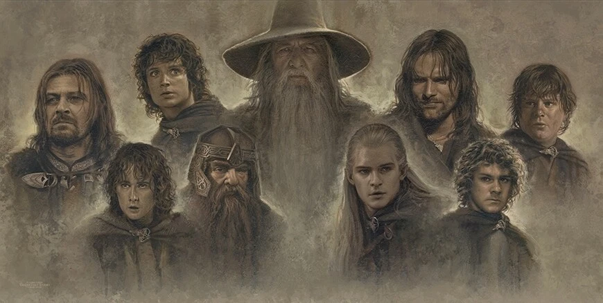 指环王戒指团契甘道夫·吉姆利·霍比特人阿拉贡艺术 — 第 1/1 张图片