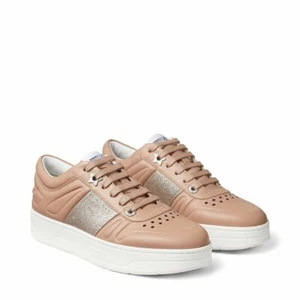NIB Jimmy Choo Hawaii Women's Sneakers Calf Leather Ballet Pink Retail $595 - Picture 1 of 10