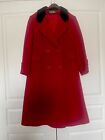 Vintage Elegant Fashions Red Double Breasted Velvet Collar Wool Coat