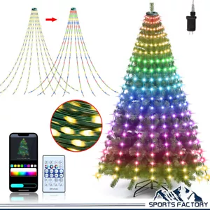 Christmas Tree Lights Waterfall Waterproof Outdoor Fairy Smart String Ring Decor - Picture 1 of 9
