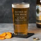 Personalised Father Of The Bride Pint Glass Wedding Favours Thank You Gift