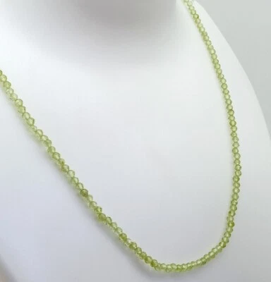 A++ Dainty Peridot Faceted Round Gemstone Beads August Birthstone Necklaces 18'' Foto 1 de 4