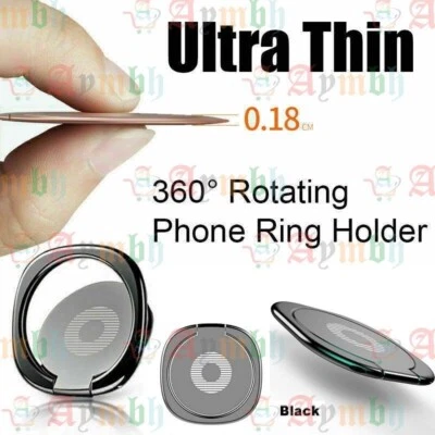Mobile Phone Ring Holder Finger Grip 360° Rotate Stand Mount Metal ULTRA THIN UK - Image 1 of 4