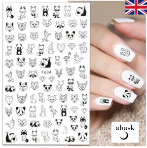 Animal Nail Art Stickers Origami Animals Fox Bear Unicorn Panda Cat Nail Art - Picture 1 of 5