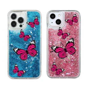 For Various Phone Cartoon Gift Cute Butterfly Liquid Bling Quicksand Case Cover - Bild 1 von 11