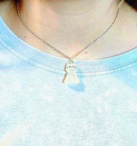 Collana Ciondolo Amante dei Gatti Bagliore al Buio Catena Acciaio Regolabile Regalo - Foto 1 di 6