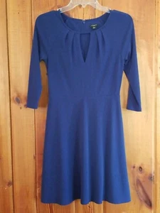 Ann Taylor Kleid 3/4 Arm gefüttert blau STRETCH 0P 0 PETITE EINWANDFREI - Bild 1 von 6