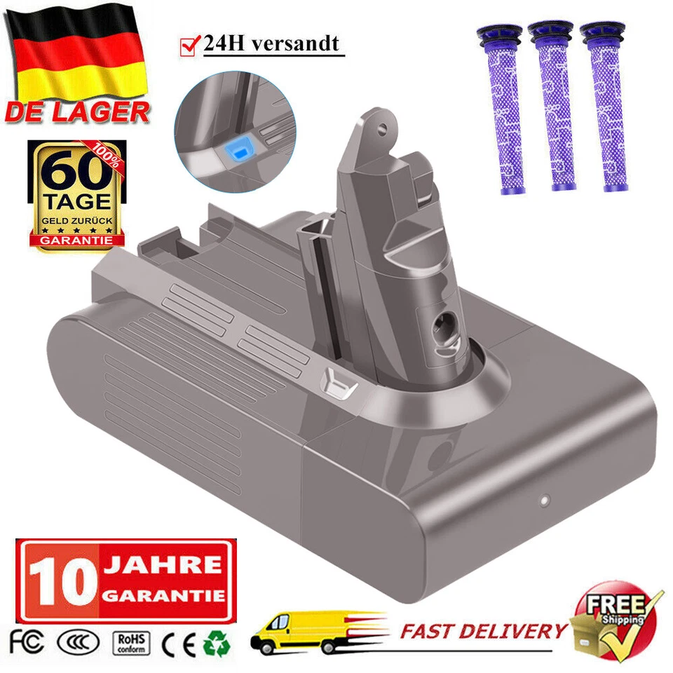 MARKENLOS Ersatzakku Für Dyson V6 DC58 SV03 SV09 DC74 DC62 DC61 Für Vakuum Filter