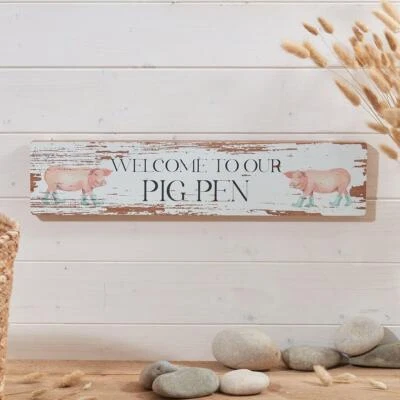 Welcome Sign Farm Pig Pen Retro Rustic Wall Home Decor Wooden Farmhouse Plaque  - Image 1 of 2