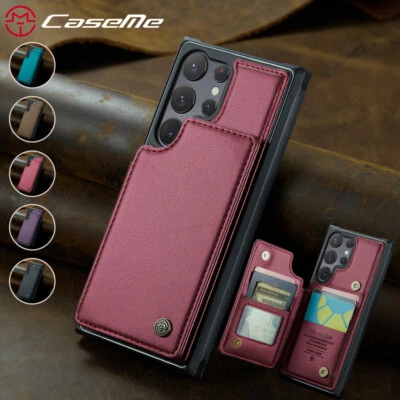 Slim Leather Case for Samsung S24/S24+/S23+ FE Ultra Flip Card Holder Back Cover - Image 1 of 4