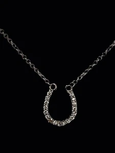 SOLITAIRE BEZEL SET HORSESHOE PENDANT IN 14K WHITE GOLD WITH DIAMONDS - Picture 1 of 2