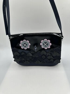 BOLSO BANDOLERA KATE SPADE ZIBBI NIGHTCAP BÚHO AZUL CHAROL RIBETE Foto 1 de 4