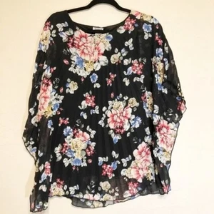 Standard Womens Shirt 3XL Floral Sheer Wing Sleeves Lined Blouse - Picture 1 of 2
