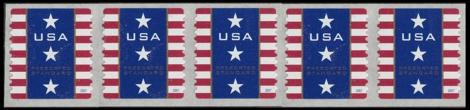 US 4157 Patriotic Banner presorted standard 10c coil strip 5 AVR MNH 2007 - Image 1 of 1