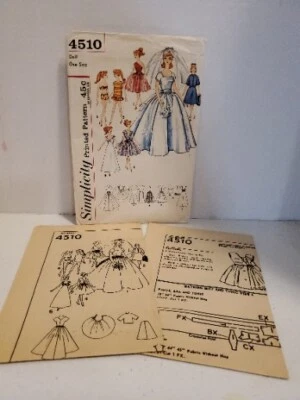 Simplicity Printed Pattern  Sewing #4510, Barbie doll size 1950's  Bridal Gown  - Image 1 of 2