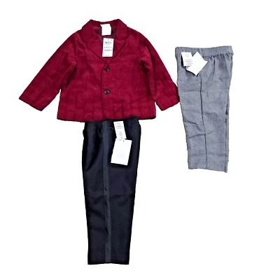 Lot of 3 NAUTICA & First Imp Boys Toddler Pants & Jacket Set 24 Months Gray Red - Image 1 of 4