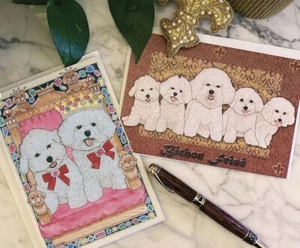 Bichon Frise Art Blank Note Cards Set of 10 cards with envelopes - Picture 1 of 3