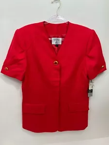 Kasper For A.S.L. Coral Gold Buttons Blazer Womens Sz 12 - Picture 1 of 10