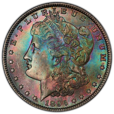 1896-P Morgan Dollar PCGS MS65 A Real Monster Rainbow Toned w/Vid WoW Color! Cover