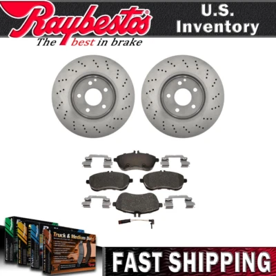 Pastilhas de freio de cerâmica rotores de freio dianteiro com ferragens para 2015 Mercedes-Benz C250 - Imagem 1 de 4