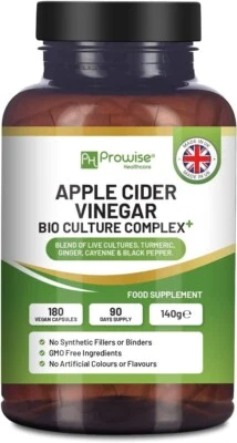 PROWISE HEALTHCARE Apple Cider Vinegar with Bio Cultures Complex 1300mg 180 capsules for Gut Health