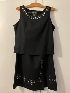 Requirements 2 Pc Skirt Set Embellished Linen Blend Top & Midi Skirt Sz 12/14 - Picture 1 of 12
