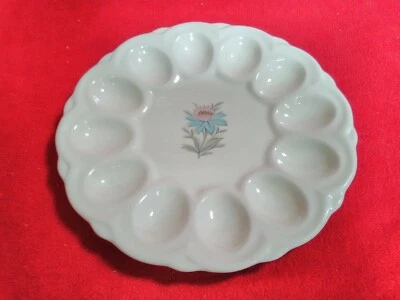 Vintage Deviled Egg Plate Platter Flower Design Tray Holds 12 Plate - Image 1 of 4
