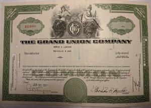 Certificado de acciones de 1 acción The Grand Union Company 1964 (E-4) - Imagen 1 de 2