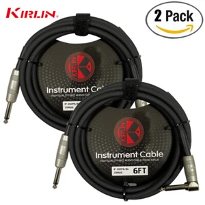 2-PACK Kirlin 6 FT Guitar Instrument Angle 1/4" 20AWG Straight to Right Angle  - Picture 1 of 1