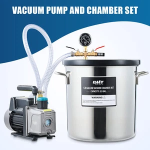Vacuum Chamber for Degassing Resin Silica Gel 20L Chamber 3.5cfm Pump w Gauge - Picture 1 of 12