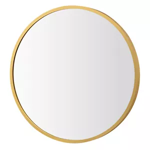 16" Round Wall Mounted Bathroom Mirror Aluminum Alloy Frame Decor Mirror Gold - Picture 1 of 10