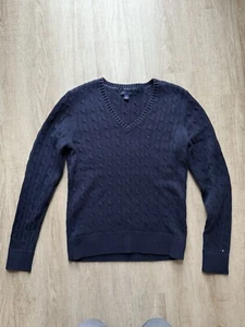 Tommy Hilfiger Damen Strickpullover Pulli Zopf V-Ausschnitt Gr.XL dunkelblau TOP - Bild 1 von 15