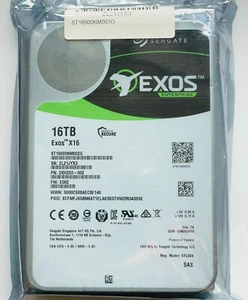 ST16000NM002G Seagate 16TB Exos X16 512e 3.5 SAS12Gbs Enterprise Hard Drive - Picture 1 of 3
