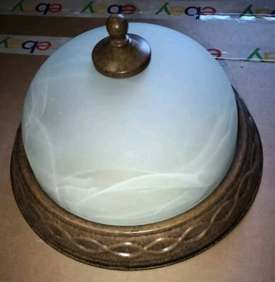 Lámpara de techo UL de vidrio de leche con cúpula tono cobre montaje empotrado tono cobre 2 bombillas Foto 1 de 4